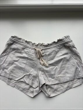 Roxy Light Gray Elastic-Waist Drawstring Athletic Shorts